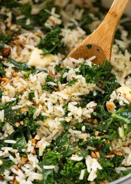 Garlic Butter, Kale & Rice