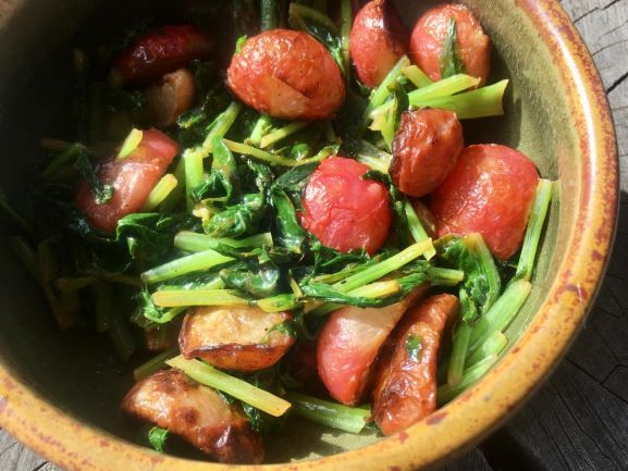 Roasted Radish Roots & Greens